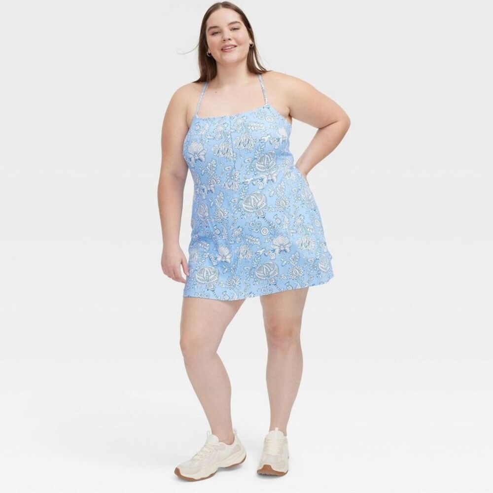 Roller Rabbit - Women's Floral Vines Zip-Front Mini Tennis Dress B Blue - Picture 3 of 4